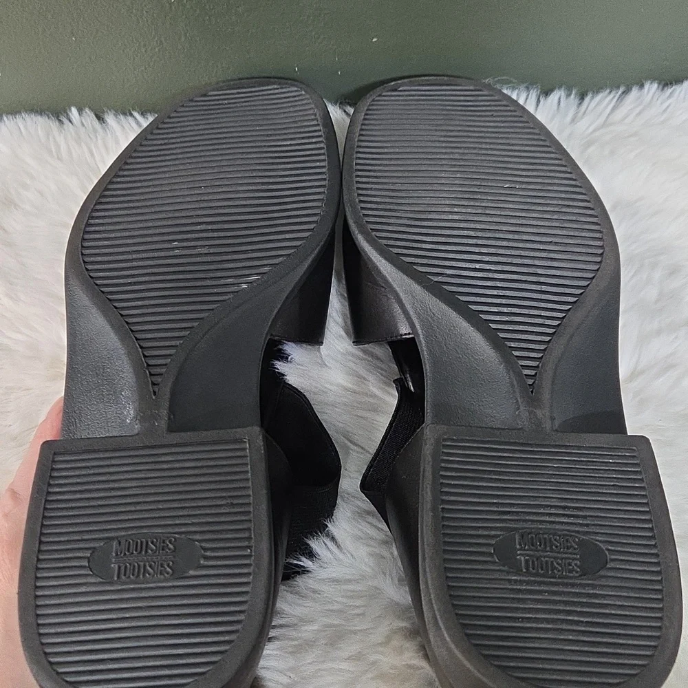Mootsies Tootsies Black Leather Sandals New Size 10 - Picture 6 of 6